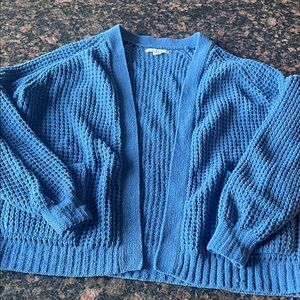 Blue Open-Front Knit Cardigan Sweater American Eagle extra small